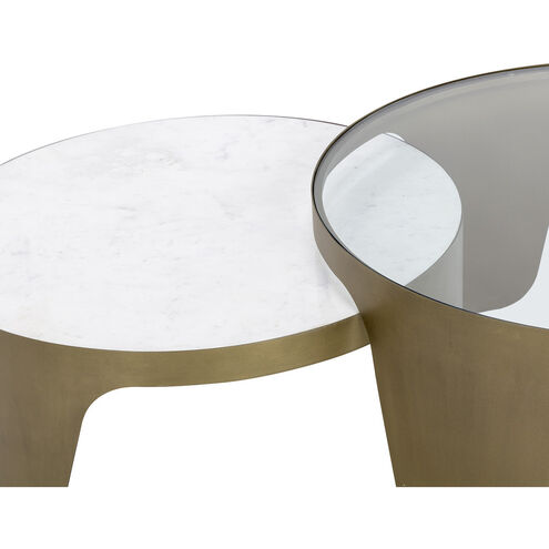 Mysaria 36 X 17.25 inch Clear / White / Antique Brass Nesting Coffee Tables, Set Of 2
